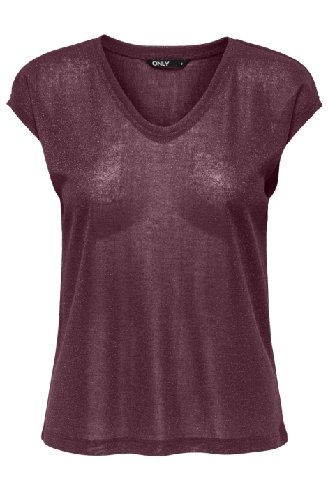 Only onlsilvery s/s v neck lurex top jrs